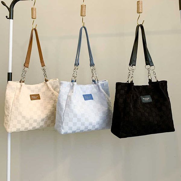 large capacity bag women's versatile new towel grid shoulder bag college student commuting tote bag 
large capacity bag women's versatile new towel grid shoulder bag college student commuting tote bag