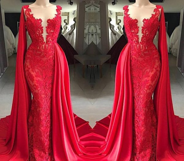 2019 new fashion sheer neck red lace mermaid prom dresses with cape sleeveless appliqued formal dresses evening wear floor length 1094208, Black
2019 new fashion sheer neck red lace mermaid prom dresses with cape sleeveless appliqued formal dresses evening wear floor length 1094208, Black