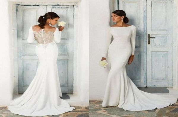2020 simple long sleeve mermaid wedding dresses lace appliqued sheer back covered button bridal gowns beach vestido de novia3546649, White
2020 simple long sleeve mermaid wedding dresses lace appliqued sheer back covered button bridal gowns beach vestido de novia3546649, White