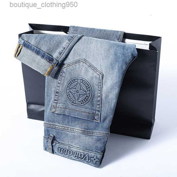 designer summer jeans for men spring casual mid waist cotton trousers slightly elastic jeans youth high-end clothing, Blue
designer summer jeans for men spring casual mid waist cotton trousers slightly elastic jeans youth high-end clothing, Blue