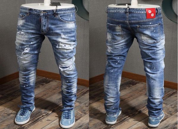 new cowboy trousers man paint distressed whiskerwashed slim fit red patch zip fly jeans for men039s9178836, Blue
new cowboy trousers man paint distressed whiskerwashed slim fit red patch zip fly jeans for men039s9178836, Blue