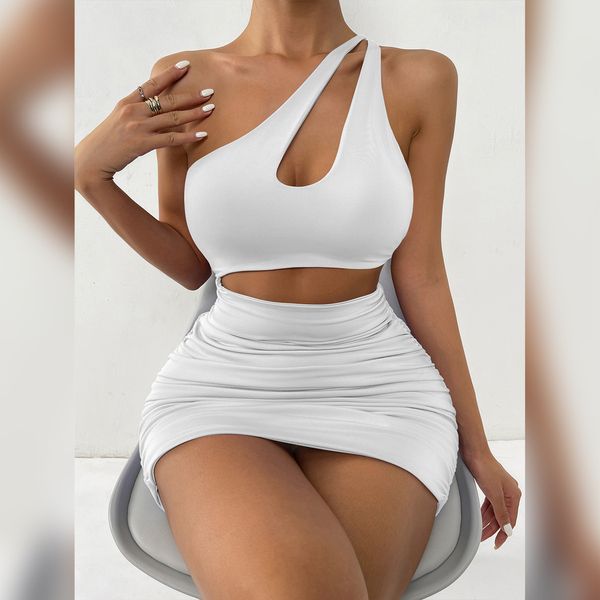 basic casual dresses summer one shoulder hollow high waist bodycon dress for women party night club sheath solid pleated mini clubwear 23071, Black;gray
basic casual dresses summer one shoulder hollow high waist bodycon dress for women party night club sheath solid pleated mini clubwear 23071, Black;gray