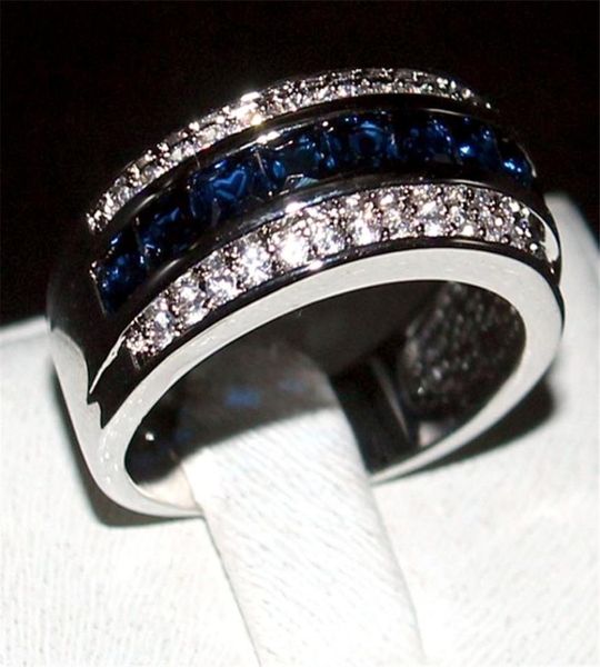 luxury princesscut blue sapphire gemstone rings fashion 10kt white gold filled wedding band jewelry for men women size 8910116618210, Slivery;golden 
luxury princesscut blue sapphire gemstone rings fashion 10kt white gold filled wedding band jewelry for men women size 8910116618210, Slivery;golden
