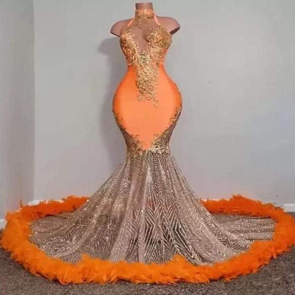 black girls orange mermaid prom dresses 2023 satin beading sequined high neck feathers luxury skirt evening party formal gowns bc18001473
black girls orange mermaid prom dresses 2023 satin beading sequined high neck feathers luxury skirt evening party formal gowns bc18001473