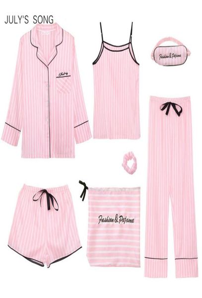 july039s song pink women039s 7 pieces pajamas sets emulation silk striped pajamas women sleepwear sets spring summer autumn 1440329, Black;red
july039s song pink women039s 7 pieces pajamas sets emulation silk striped pajamas women sleepwear sets spring summer autumn 1440329, Black;red