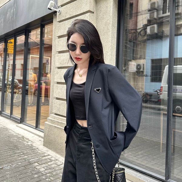 women's designer suit blazer jacket coats clothes summer thin letters triangle brand top, White;black
women's designer suit blazer jacket coats clothes summer thin letters triangle brand top, White;black