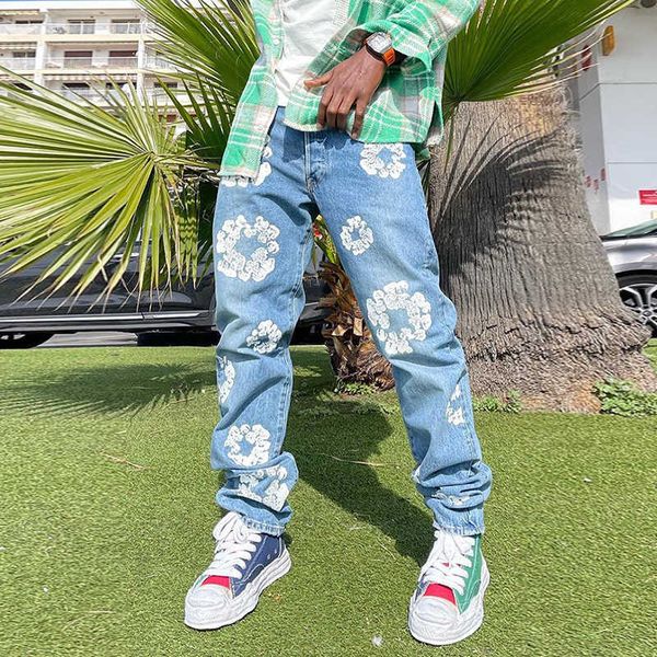 men's jeans celebrity matching autumn and winter ins pocket wash pants printed loose fitting straight jeans for men, Blue
men's jeans celebrity matching autumn and winter ins pocket wash pants printed loose fitting straight jeans for men, Blue