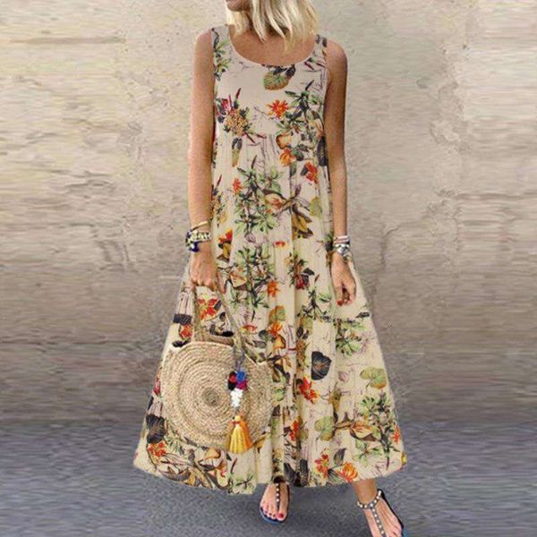 retro womens printed wear dress summer ruffles beach long casual party round, Black;gray
retro womens printed wear dress summer ruffles beach long casual party round, Black;gray