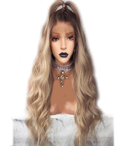 brown roots ombre blonde long body wave part synthetic lace front wig for women natural hairline full hair wigs1567162, Black
brown roots ombre blonde long body wave part synthetic lace front wig for women natural hairline full hair wigs1567162, Black