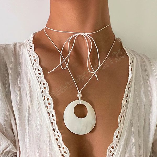 exaggerated hollow circle love heart shell pendant choker necklace women elegant waxed thread adjustable bowknot chain jewelry, Silver
exaggerated hollow circle love heart shell pendant choker necklace women elegant waxed thread adjustable bowknot chain jewelry, Silver