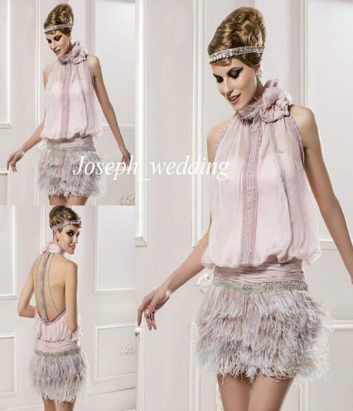 real sample pictures romatic mini short lady cocktail dresses halter beaded backless pink feather exotic6550596, Black
real sample pictures romatic mini short lady cocktail dresses halter beaded backless pink feather exotic6550596, Black