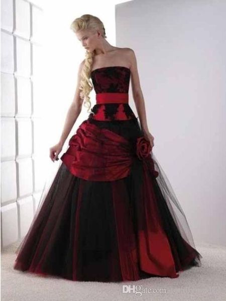 vintage black and red gothic wedding dresses strapless lace tulle corset back non white bridal gowns colored couture custom made6609749
vintage black and red gothic wedding dresses strapless lace tulle corset back non white bridal gowns colored couture custom made6609749