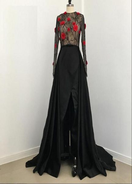 generous back long evening dresses jewel neck lace appliques long sleeves red appliques formal prom dresses side split women elega8596136, Black;red
generous back long evening dresses jewel neck lace appliques long sleeves red appliques formal prom dresses side split women elega8596136, Black;red