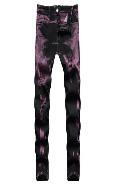 men039s jeans light luxury mens slim fit tie dye denim pants hole ripped decorating purple street fashion cas1798235, Blue 
men039s jeans light luxury mens slim fit tie dye denim pants hole ripped decorating purple street fashion cas1798235, Blue