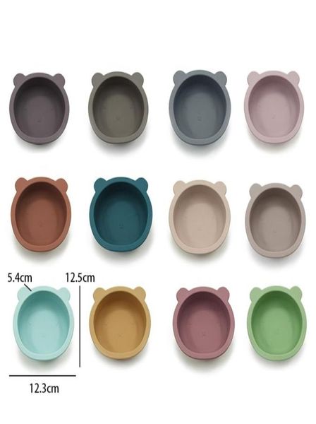 

silicone bowl baby feeding tableware bear shape plate with non slip sucker infant baby bowl feeding dishes6954260