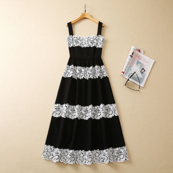 european and american women's dress 2023 summer new style suspenders sleeveless black and white lace fashion pleated dress xxl, Black;gray
european and american women's dress 2023 summer new style suspenders sleeveless black and white lace fashion pleated dress xxl, Black;gray