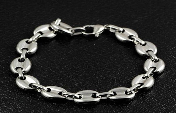 866 10mm wide shiny coffee beans link chain bracelet stainless steel silver for men8454711, Black
866 10mm wide shiny coffee beans link chain bracelet stainless steel silver for men8454711, Black