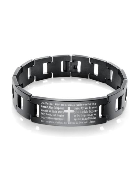 men039s black biker heavy chain lord039s prayer cross bracelet in stainless steel5289843, Golden;silver 
men039s black biker heavy chain lord039s prayer cross bracelet in stainless steel5289843, Golden;silver