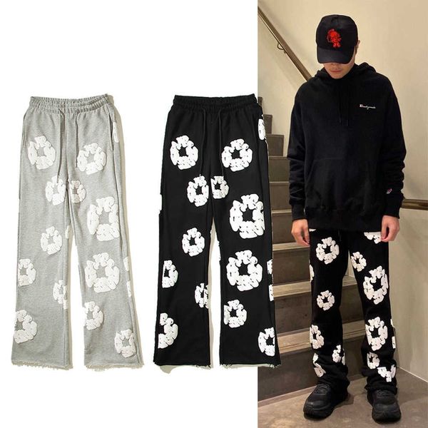 men's pants vintage three-dimensional foam kapok printed embroidery letter micro horn casual pants american high street bathroom, Black
men's pants vintage three-dimensional foam kapok printed embroidery letter micro horn casual pants american high street bathroom, Black