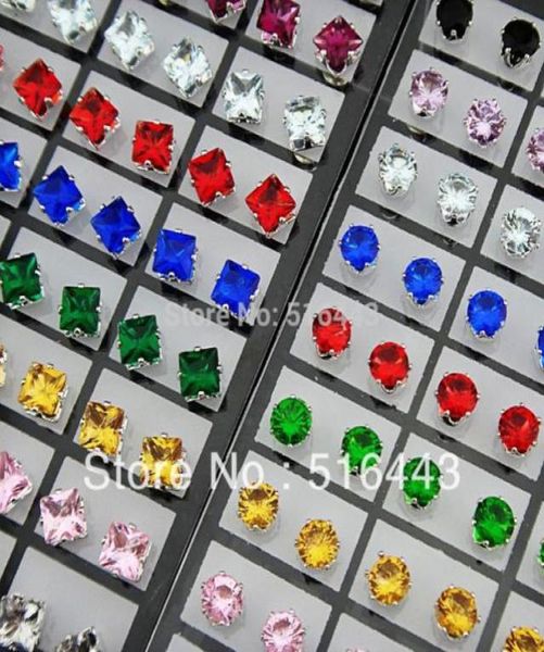 144pcs charms mix color cubic zirconia stainless steel fashion square round stud earrings for womens mens whole jewelry lots1129802712254, Golden;silver
144pcs charms mix color cubic zirconia stainless steel fashion square round stud earrings for womens mens whole jewelry lots1129802712254, Golden;silver