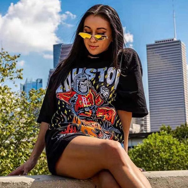 large cotton t-shirt warren lotas wl houston rocket astronaut print trendy short, White;black
large cotton t-shirt warren lotas wl houston rocket astronaut print trendy short, White;black