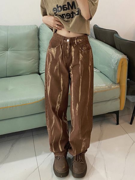 women s jeans american retro baggy 2023 summer high street tie dye brown streetwear women waist chic casual ropa mujer 230715, Blue
women s jeans american retro baggy 2023 summer high street tie dye brown streetwear women waist chic casual ropa mujer 230715, Blue