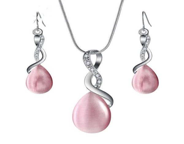 fashion opal jewelry sets for woman cubic zirconia water drop necklace pendant earrings statement bridal wedding party gift2931309, Silver 
fashion opal jewelry sets for woman cubic zirconia water drop necklace pendant earrings statement bridal wedding party gift2931309, Silver