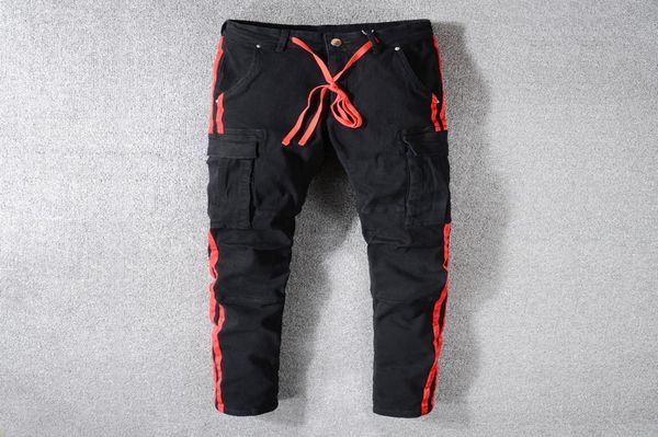 american streetwear men jeans black big pocket denim cargo pants drawstring red stripe printed jeans slim fit hip hop men5734384, Blue
american streetwear men jeans black big pocket denim cargo pants drawstring red stripe printed jeans slim fit hip hop men5734384, Blue