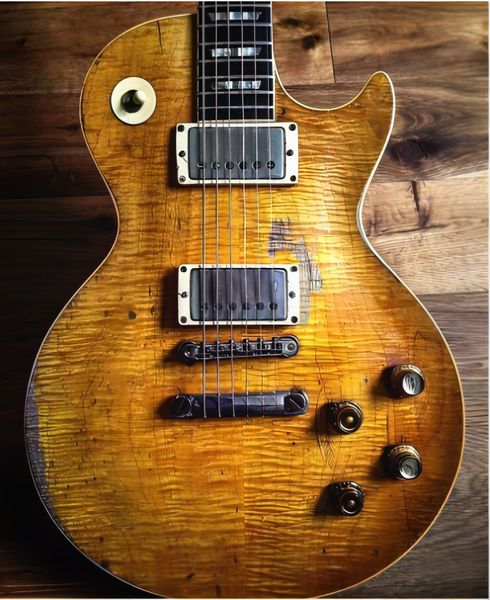 lp electric guitar with rosewood fingerboard, rosewood body and neck, 59 unburst butterscotch flame maple one piece, gary matar, relic, #2
lp electric guitar with rosewood fingerboard, rosewood body and neck, 59 unburst butterscotch flame maple one piece, gary matar, relic, #2