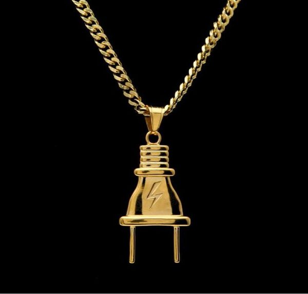 14k gold plated mens hip hop lighting plug pendant necklace with 70cm long cuban link chain jewelry7507475, Silver
14k gold plated mens hip hop lighting plug pendant necklace with 70cm long cuban link chain jewelry7507475, Silver