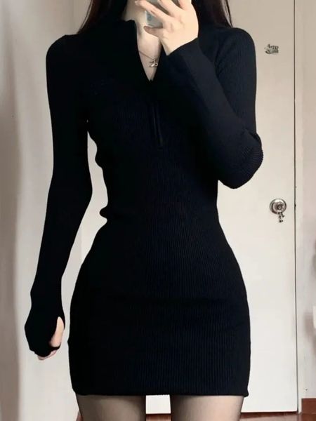 basic casual dresses qweek black bodycon knitted dres wrap slim short autumn fall solid outfits robes femlae 230715, Black;gray
basic casual dresses qweek black bodycon knitted dres wrap slim short autumn fall solid outfits robes femlae 230715, Black;gray