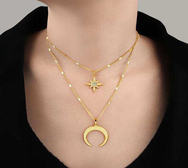 gold double horn layered chain necklace crystal star crescent moon pendant choker necklace for women bohemia boho jewelry6878063, Silver
gold double horn layered chain necklace crystal star crescent moon pendant choker necklace for women bohemia boho jewelry6878063, Silver