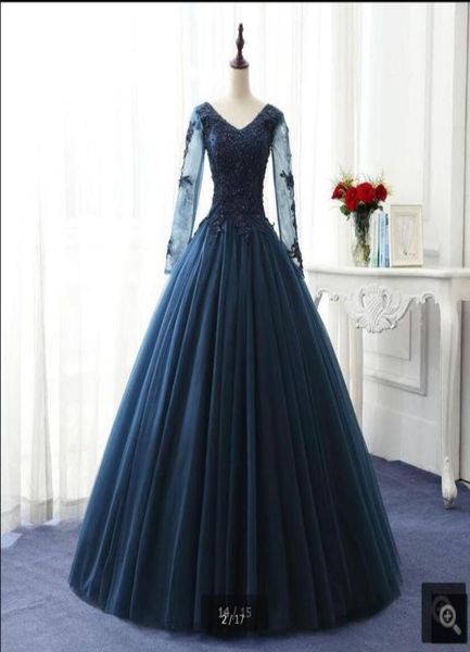 navy blue ball gown prom dresses long sleeve beaded appliques formal prom dress modest pearls princess prom gowns 8008581, Black
navy blue ball gown prom dresses long sleeve beaded appliques formal prom dress modest pearls princess prom gowns 8008581, Black