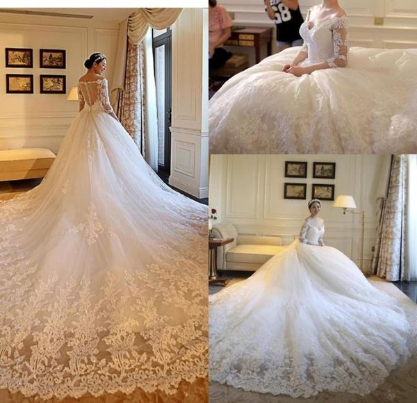 luxury lace cathedral train ball gown wedding dresses with sleeves 2018 modest kaftan dubai arabic off shoulder princess wedding g9281999, White
luxury lace cathedral train ball gown wedding dresses with sleeves 2018 modest kaftan dubai arabic off shoulder princess wedding g9281999, White