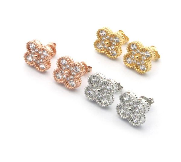 luxury designer fourleaf clover cleef single flower full diamond stud earrings womens fashion 18k gold earring jewelry2400232, Golden;silver 
luxury designer fourleaf clover cleef single flower full diamond stud earrings womens fashion 18k gold earring jewelry2400232, Golden;silver