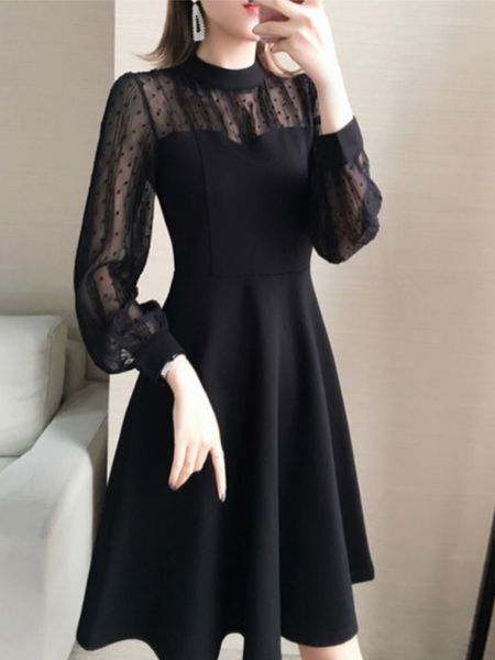 basic casual dresses qweek black lace dres vintage elegant dot long sleeve mini short evening party 2023 spring fashion oneck 230715, Black;gray
basic casual dresses qweek black lace dres vintage elegant dot long sleeve mini short evening party 2023 spring fashion oneck 230715, Black;gray