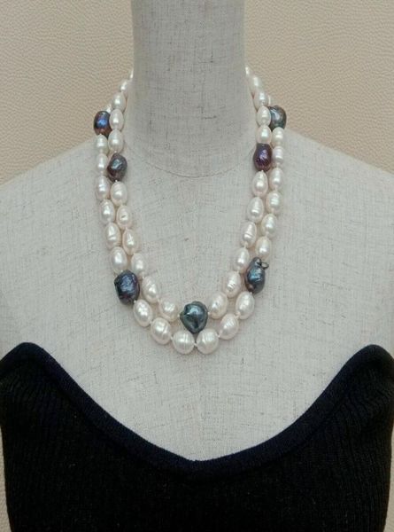 hand knotted 2 rows cultured black white keshi pearl rice pearl necklace women jewelry 1819inch5411270, Silver
hand knotted 2 rows cultured black white keshi pearl rice pearl necklace women jewelry 1819inch5411270, Silver