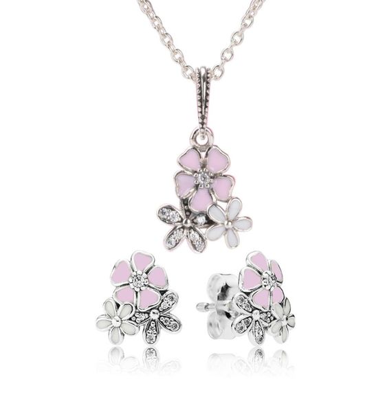 authentic 925 sterling silver pink enamel flower pendant necklace earring set with box for jewelry womens earrings8806654
authentic 925 sterling silver pink enamel flower pendant necklace earring set with box for jewelry womens earrings8806654