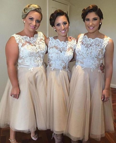 white lace appliques short bridesmaid dresses 2019 ea length champagne tulle wedding party gowns plus size custom3806272, White;pink
white lace appliques short bridesmaid dresses 2019 ea length champagne tulle wedding party gowns plus size custom3806272, White;pink
