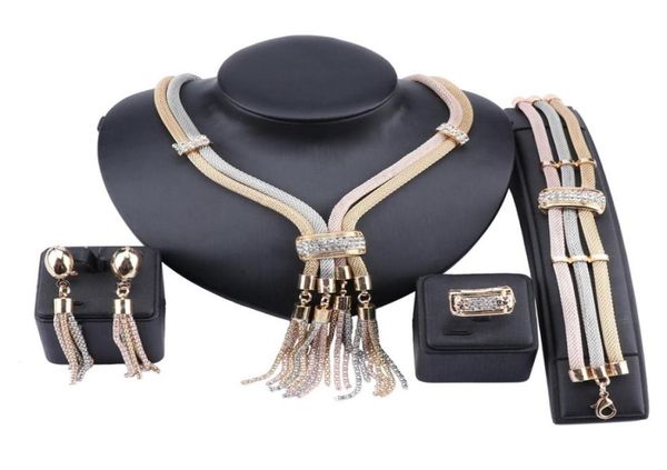 fashion african dubai gold tassel jewelry crystal necklace bracelet ring earrings women bridal accessories jewelry set6185626, Slivery;golden
fashion african dubai gold tassel jewelry crystal necklace bracelet ring earrings women bridal accessories jewelry set6185626, Slivery;golden