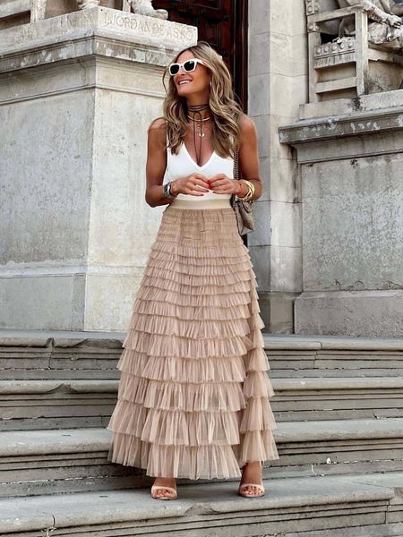skirts elegant cake long skirt women summer elastic waist solid mesh lace loose party fashion hight beach boho 230715, Black
skirts elegant cake long skirt women summer elastic waist solid mesh lace loose party fashion hight beach boho 230715, Black