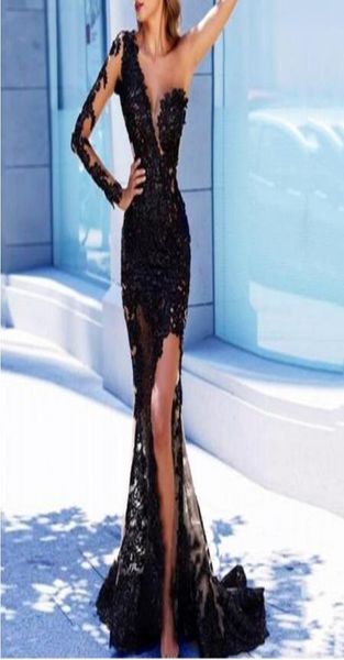 one shoulder long sleeve black lace evening dress 2020 style high slit mermaid floor length prom party gown custom size1479613, Black;red
one shoulder long sleeve black lace evening dress 2020 style high slit mermaid floor length prom party gown custom size1479613, Black;red