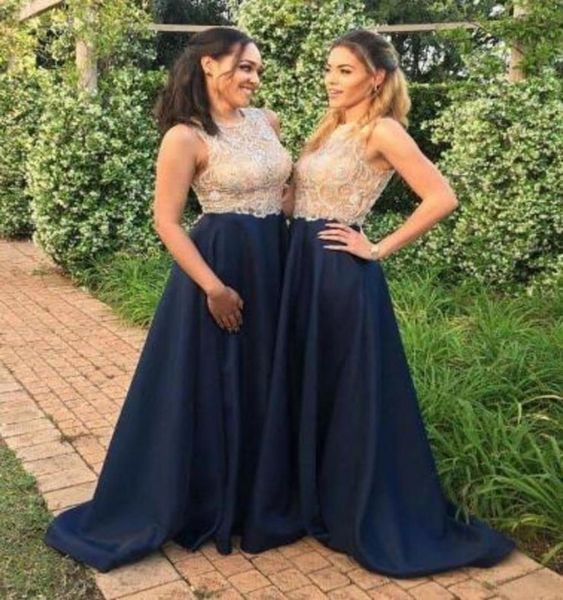 2019 formal navy blue long bridesmaid dresses jewel neck beaded champagne gold sheer lace bodice a line satin bottom bridesmaids f8940253, White;pink
2019 formal navy blue long bridesmaid dresses jewel neck beaded champagne gold sheer lace bodice a line satin bottom bridesmaids f8940253, White;pink