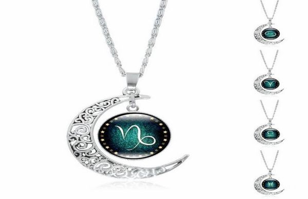 12 zodiac signs necklaces retro twelve constellations cabochon glass time gem moon pendant necklaces 8473967, Silver
12 zodiac signs necklaces retro twelve constellations cabochon glass time gem moon pendant necklaces 8473967, Silver