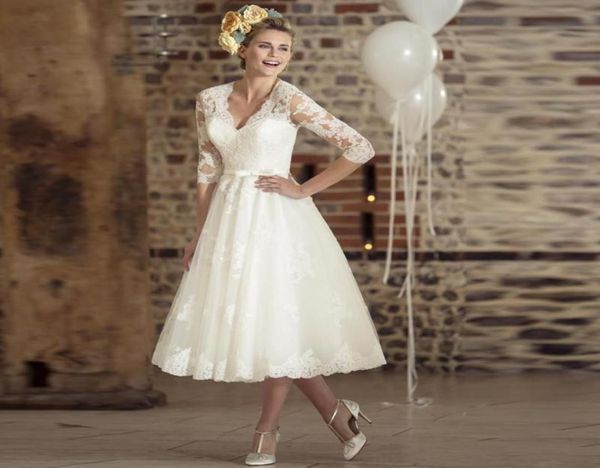 vintage deep v neck tea length shorts applique lace beach wedding dress sash three quarter sleeve sheer a line bridal gowns custom8934722, White
vintage deep v neck tea length shorts applique lace beach wedding dress sash three quarter sleeve sheer a line bridal gowns custom8934722, White