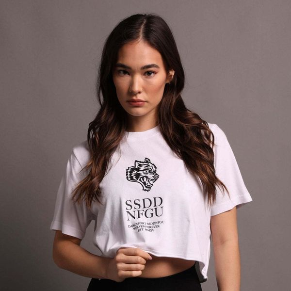 women's t shirt darc she t shirt women crop casual black shirt femme sports round neck gym cropped loose tee us size 230715, White
women's t shirt darc she t shirt women crop casual black shirt femme sports round neck gym cropped loose tee us size 230715, White