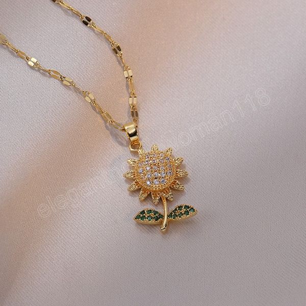 summer zircon sunflower pendant necklace for women titanium steel chain jewelry gifts for girls lovers mom, Silver
summer zircon sunflower pendant necklace for women titanium steel chain jewelry gifts for girls lovers mom, Silver