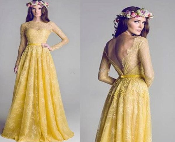 new illusion neckline backless yellow lace aline long sleeve prom dress evening gowns bridesmaid party dresses celebrity dress gr3202075, Black
new illusion neckline backless yellow lace aline long sleeve prom dress evening gowns bridesmaid party dresses celebrity dress gr3202075, Black