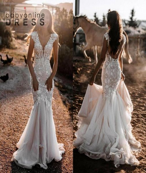 romantic lace mermaid wedding dresses country garden bohemian backless applique cap sleeve ruched long bridal gowns bc109396807883, White
romantic lace mermaid wedding dresses country garden bohemian backless applique cap sleeve ruched long bridal gowns bc109396807883, White