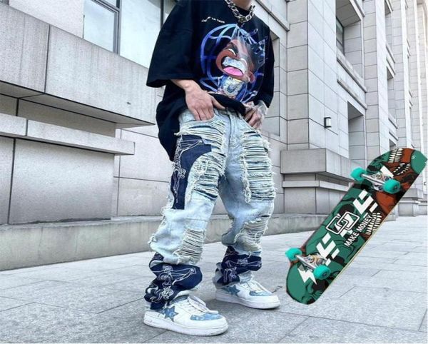 men039s jeans ripped stitching large and women039s hip hop pants skateboarding loose y2k baggy1037547, Blue
men039s jeans ripped stitching large and women039s hip hop pants skateboarding loose y2k baggy1037547, Blue